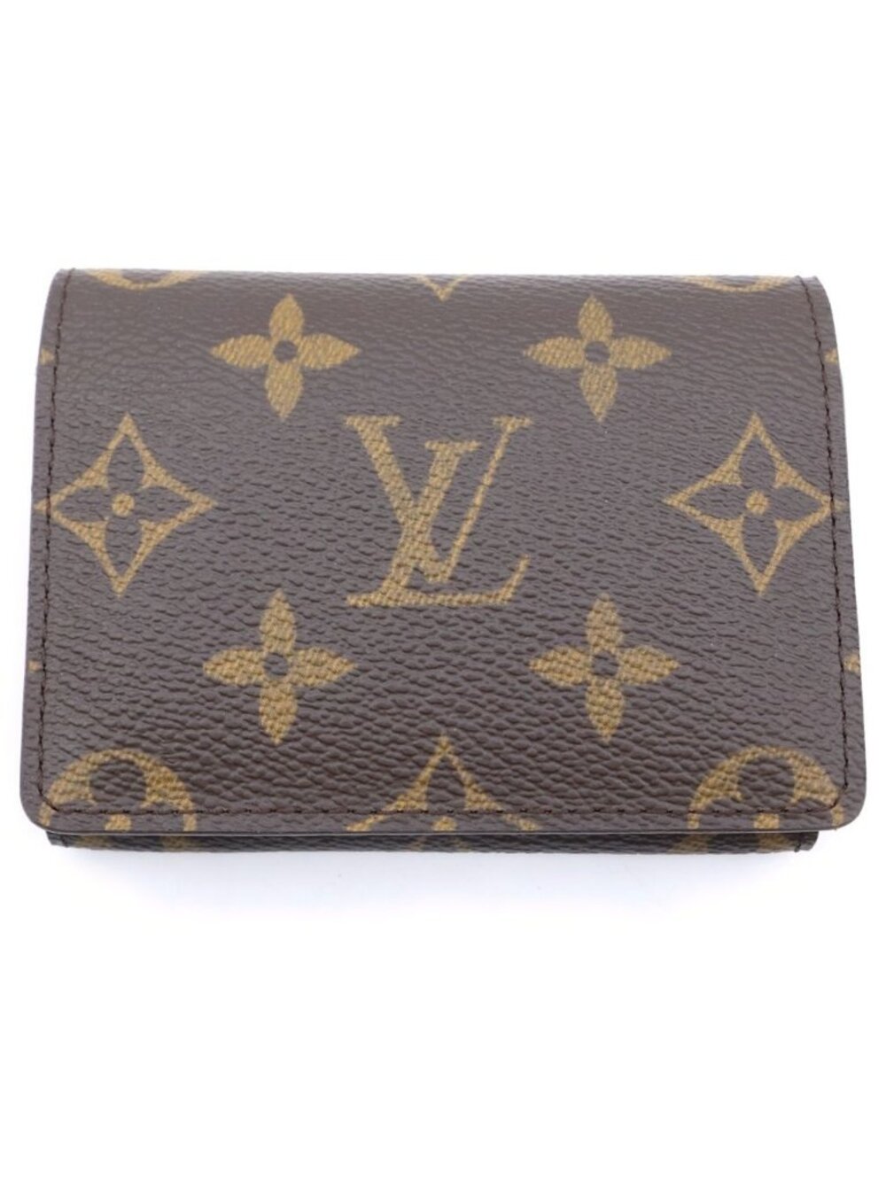 Louis Vuitton Monogram Envelope Business Card Holder Case Compact Wallet Brown